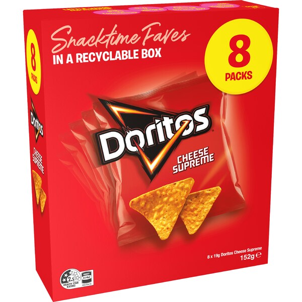 Doritos Corn Chips Cheese Supreme Snacktime Multipack 8 pack