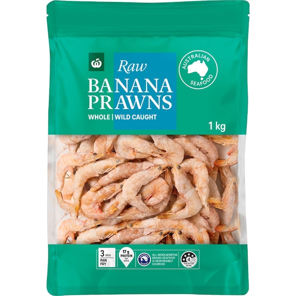 Woolworths Raw Banana Prawns 1kg