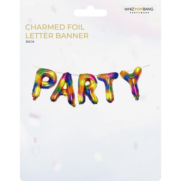 Whiz Pop Bang Charmed Foil Letter Banner Assorted 30cm each