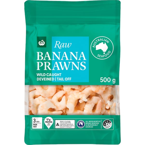 Woolworths Raw Banana Prawns Tail Off 500g