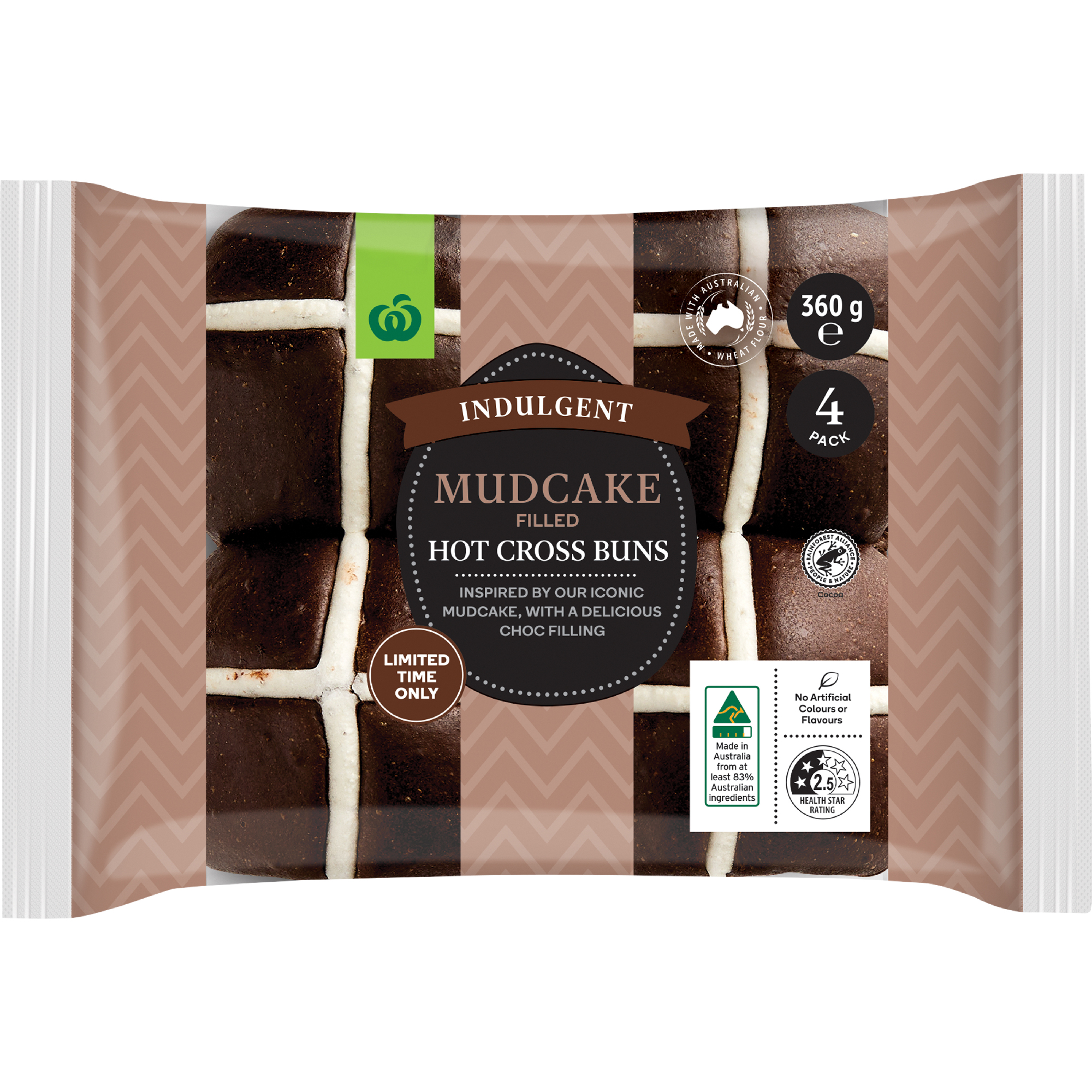 Woolworths Indulgent Mudcake Filled Hot Cross Buns 4 Pack Woolworths Woolworths Indulgent Mudcake Filled Hot Cross Buns 4 Pack Woolworths