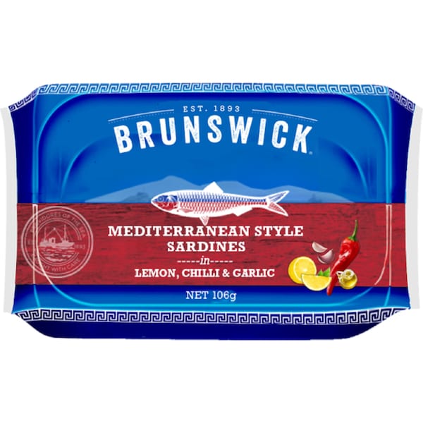 Brunswick Sardines Mediterranean Style In Lemon Chilli & Garlic 106g