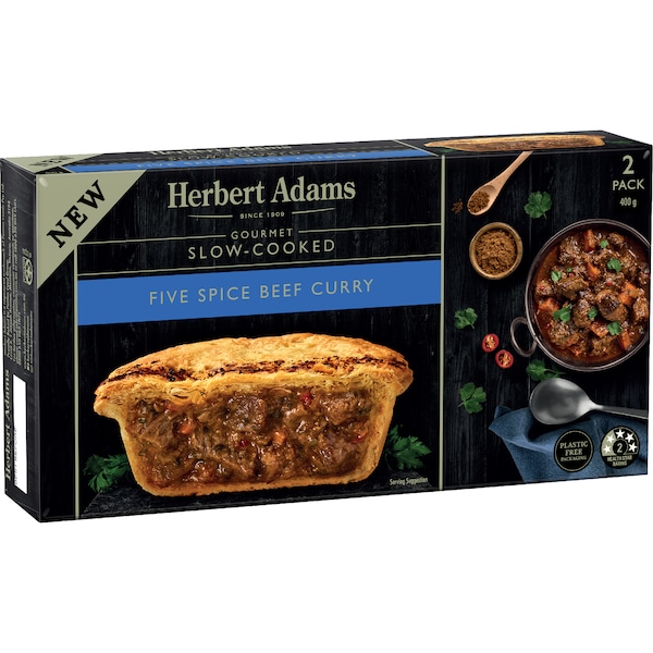 Herbert Adams Five Spice Beef Curry Pie 2 pack