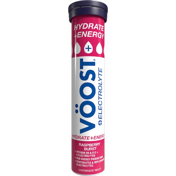 Voost Hydrate + Energy Effervescent Tablets Raspberry 12 pack