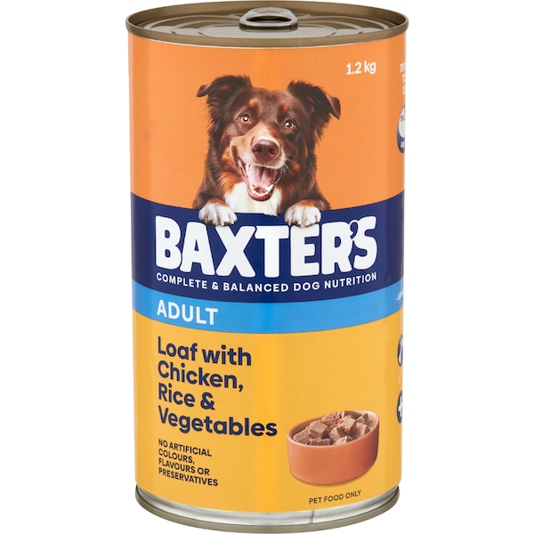 Baxter's Adult Dog Food Wet Loaf Chicken Rice & Vegetables 1.2kg
