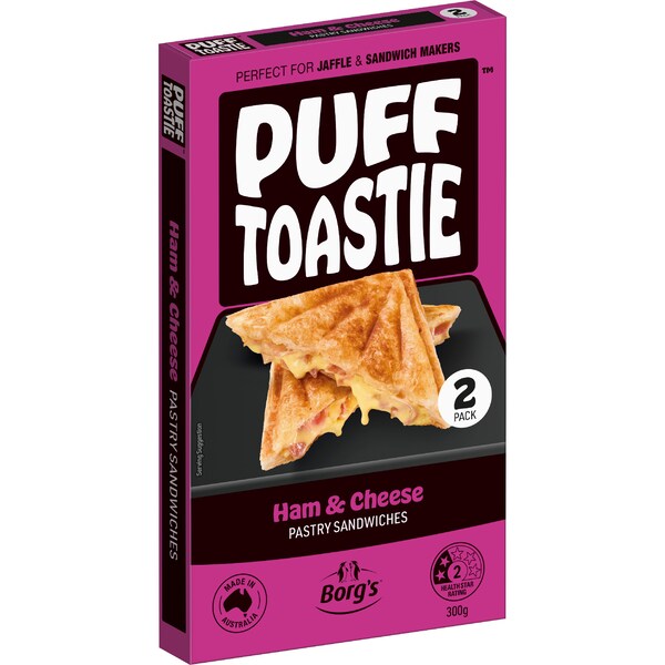 Puff Toastie Ham & Cheese Pastry Sandwiches 2 pack