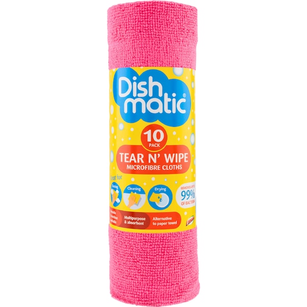 Dishmatic Tear N' Wipe Microfibre Cloths 10 pack