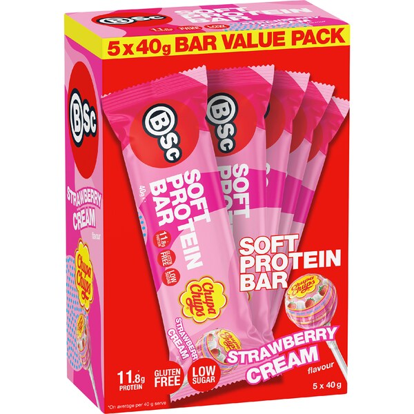 BSC Chupa Chups Soft Protein Bar Strawberry Cream 40g x 5 pack