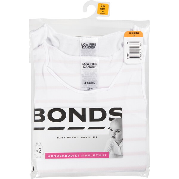 Bonds Wonderbodies Singlet Suit Size 000 To 1 Each