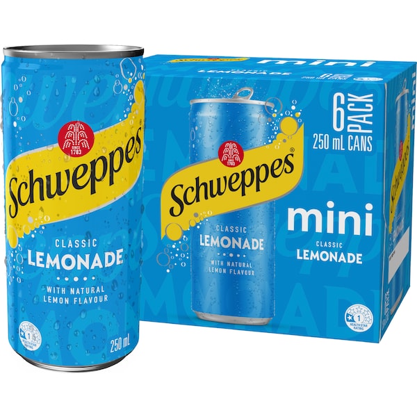 Schweppes Lemonade Mini Cans 250mL x 6 pack