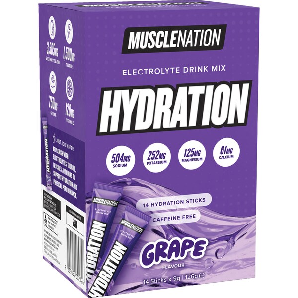 Muscle Nation Grape Hydration Sticks 14 pack