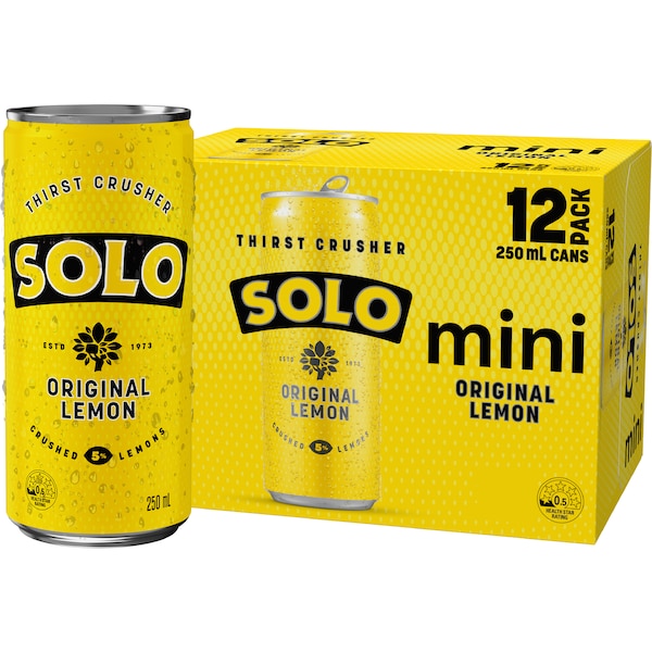 Solo Original Lemon Mini Cans 250mL x 12 pack