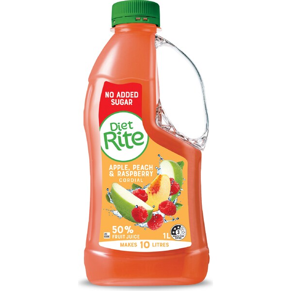 Diet Rite Cordial Apple Peach & Raspberry 1L