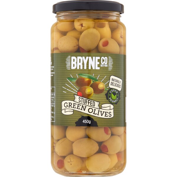 Bryne Co Stuffed Green Olives 450g