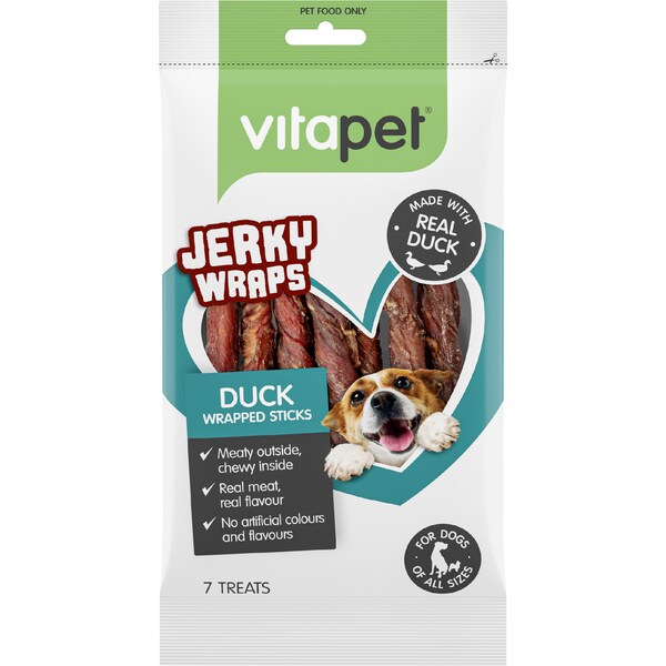 Vitapet Jerky Wrapped Sticks Duck Dog Treat 7 pack