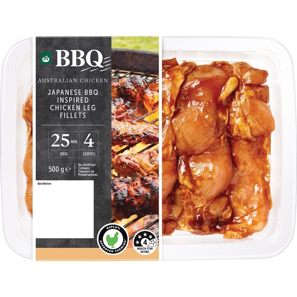 Woolworths BBQ Australian Chicken Leg Fillets Japanese Style 500g