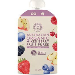 Mixed Berry Fruit Puree Pouch 120g – Woolworths