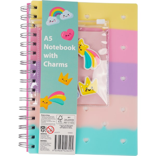 A5 Notebook With Charms Assorted each