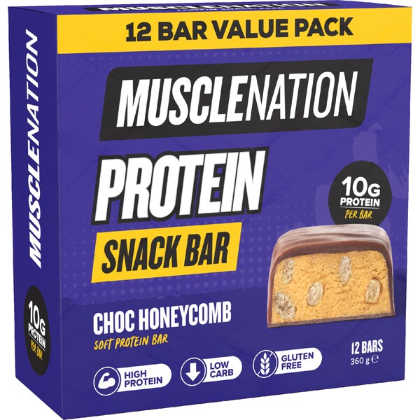 Muscle Nation Snack Bar Choc Honeycomb 12 pack
