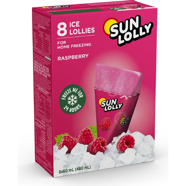 Sun Lolly Ice Lollies Raspberry 60mL x 8 pack