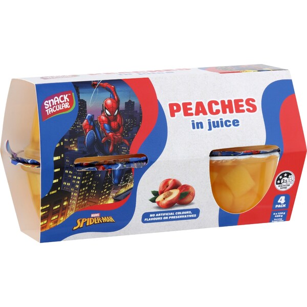 Snacktacular Fruit Cup Peaches In Juice 120g x 4 pack