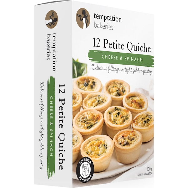 Temptation Bakeries Petite Quiche Cheese & Spinach 12 pack