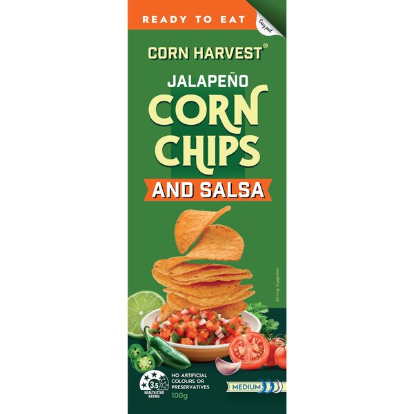 Corn Harvest Corn Chips & Salsa Jalapeno 100g