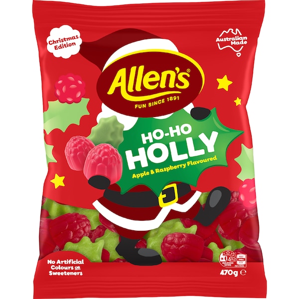 Allen's Ho Ho Holly Lollies Apple & Raspberry 470g