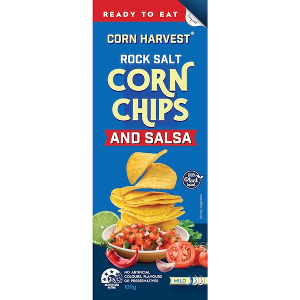 Corn Harvest Corn Chips & Salsa Rock Salt 100g