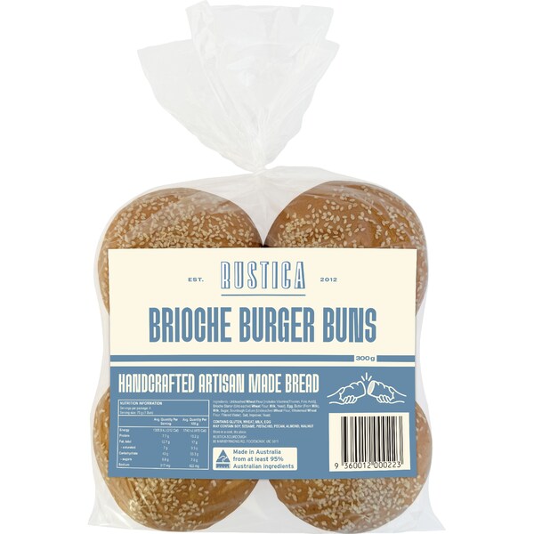 Rustica Brioche Burger Buns 4 pack
