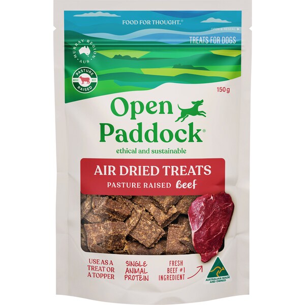 Open Paddock Air Dried Dog Treats Beef 150g