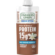 Farmers Union Greek Style High Protein Yoghurt Pouch Vanilla