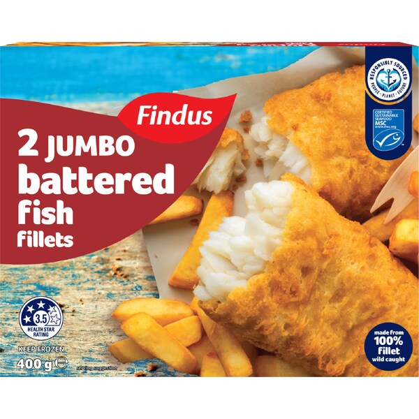 Findus Jumbo Battered Fish Fillets 400g