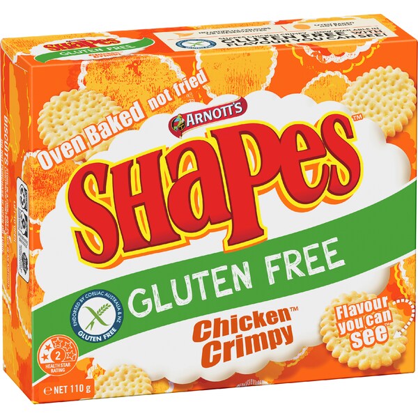 Arnott's Shapes Gluten Free Crackers Chicken Crimpy 110g