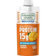 Farmers Union Greek Style High Protein Yoghurt Pouch Mango