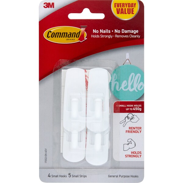 Command Everyday Value General Purpose Small Hooks 4 pack