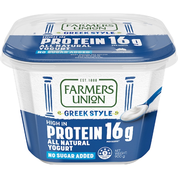 Farmers Union Greek Style High Protein Yoghurt Natural 900g