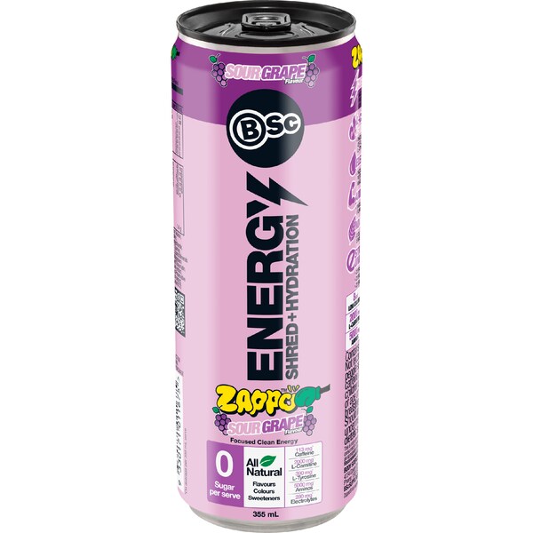 BSc Zappo Energy Shred & Hydration Sour Grape 355mL