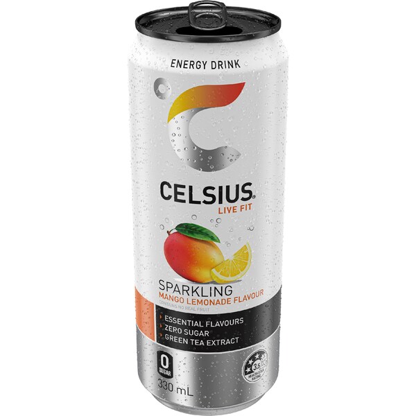 Celsius Sparkling Energy Drink Mango Lemonade 300mL