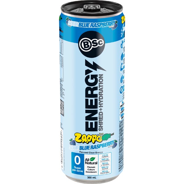 BSc Zappo Energy Shred & Hydration Sour Blue Raspberry 355mL