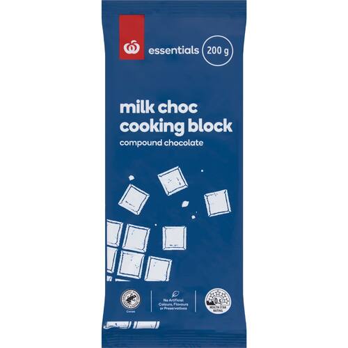 Essentials Milk Choc Cooking Block 200g | bunch