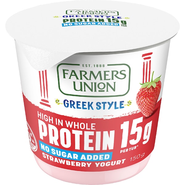 Farmers Union Greek Style High Protein Yoghurt Strawberry 150g