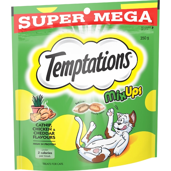 Temptations Mix Ups Cat Treats Catnip Chicken & Cheddar 350g
