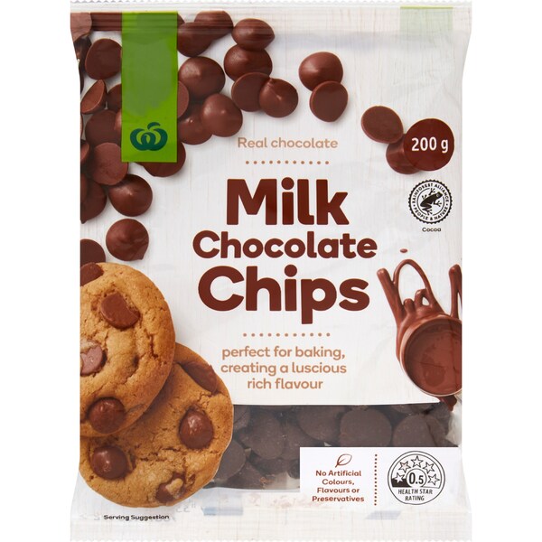 Woolworths Milk Chocolate Chips 200g