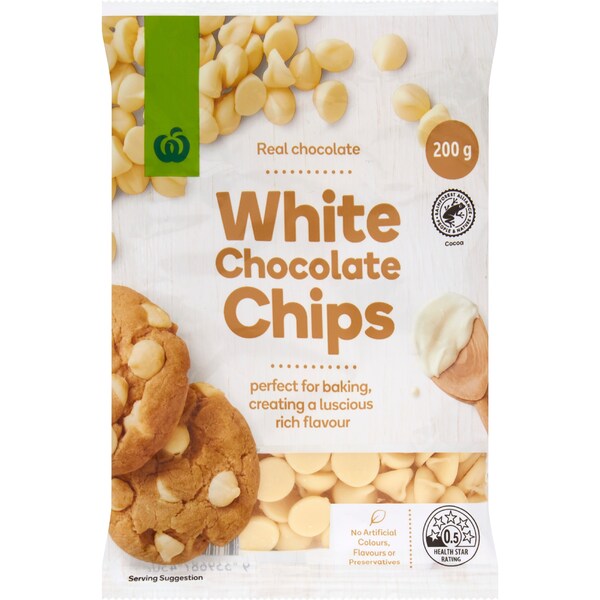 Woolworths White Chocolate Chips 200g