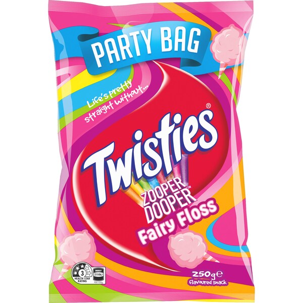 Twisties Zooper Dooper Snacks Fairy Floss 250g