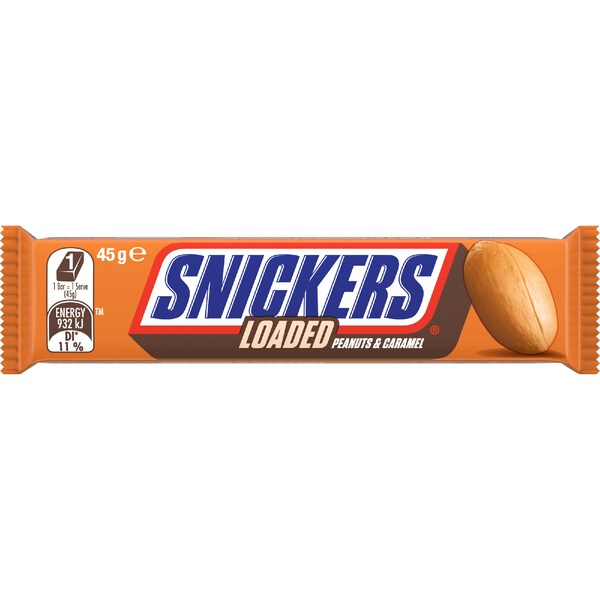 Snickers Loaded Chocolate Bar Peanuts Caramel 45g