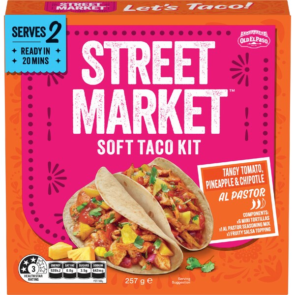 Old El Paso Street Market Soft Taco Kit Al Pastor 257g