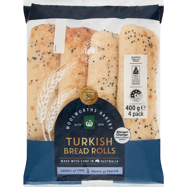 Woolworths Stonebaked Turkish Rolls 4 pack
