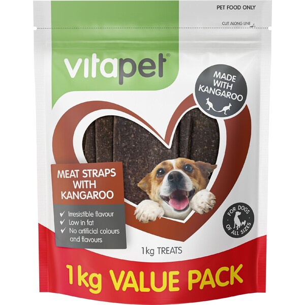 Vitapet Chewz Meat Straps Kangaroo 1kg